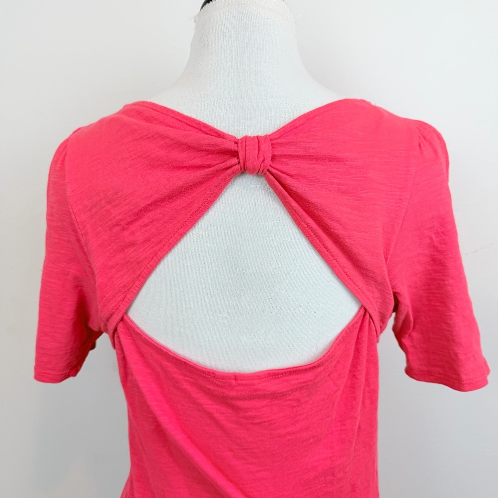 Anthropologie Pink Open Back Short Sleeve Top - Picture 3 of 5